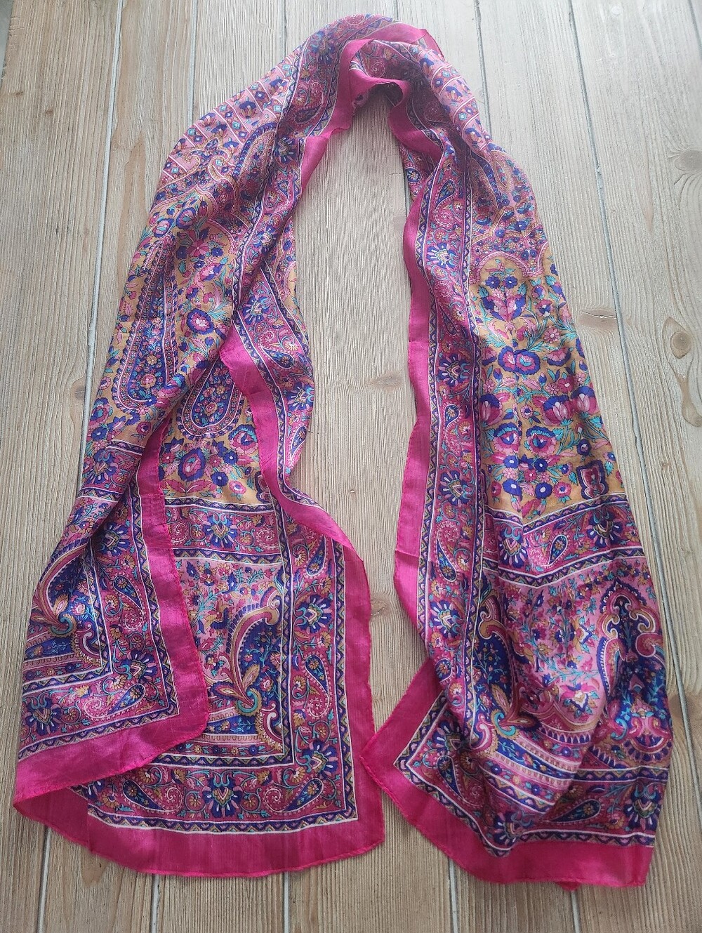 Pink Paisley Print Lightweight Women's Scarf 100% silk